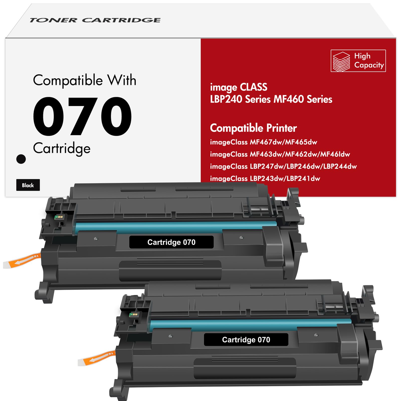 070 Black Toner Cartridge 2-Pack Compatible Replacement for Canon 070 Toner Cartridge crg-070 for imageCLASS MF465dw MF462DW LBP247dw LBP246dw LBP240