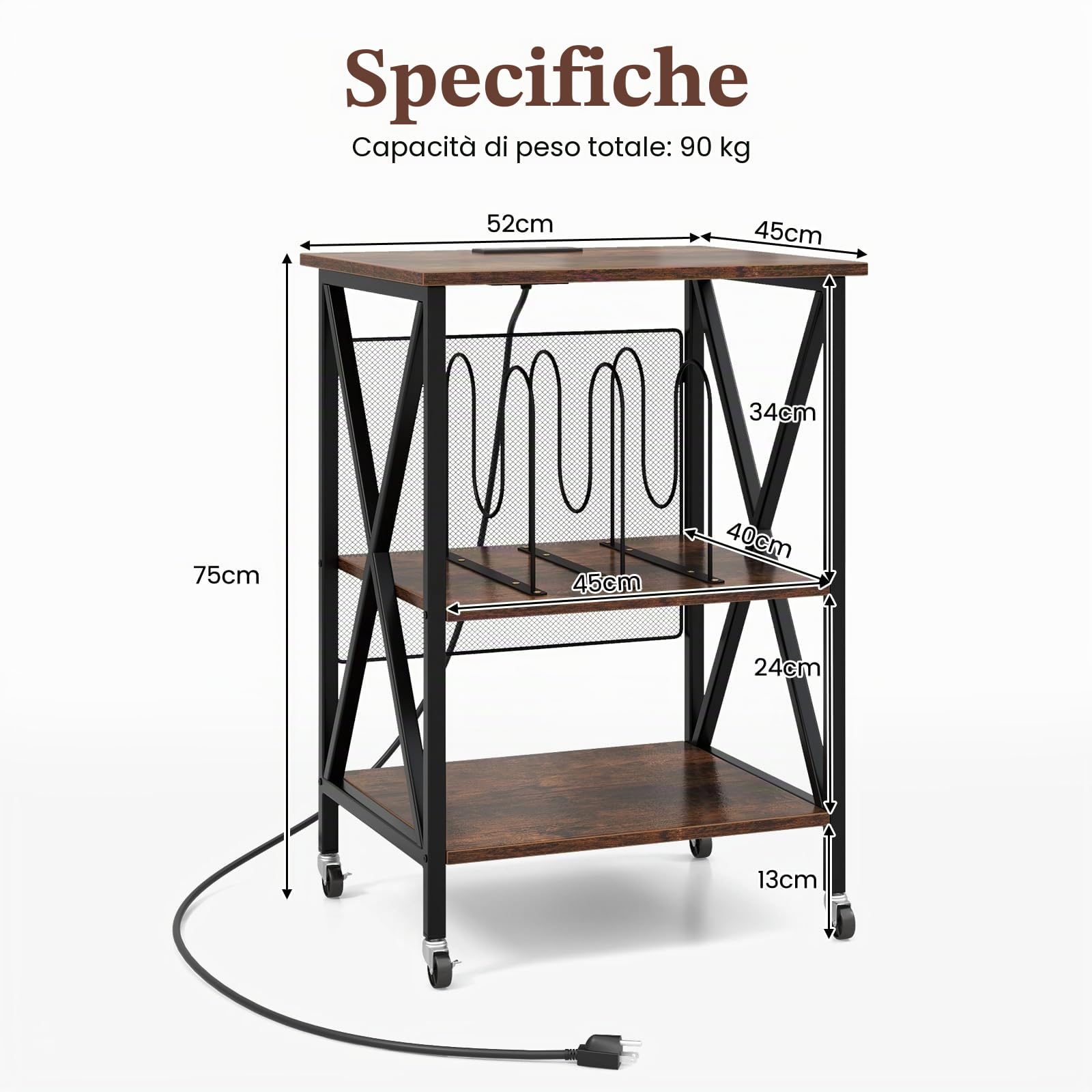KOMFOTTEU Supporto per Giradischi in Vinile Fino a 250 Album, Mobile Porta Vinili con Ruote, Espositore per Dischi, Divisori Rimovibili e Scomparti Aperti (Marrone)
