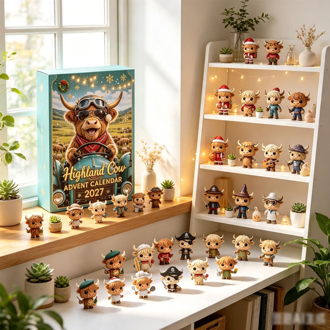 Calendario De Adviento De Vacas De Las Tierras Altas 2027 (2pcs) | Caja Adviento: 24 Figuras 3d Vacas Tierras Altas Hechas A Mano. Decora Hogar, Escritorio Y áRbol NavideñO