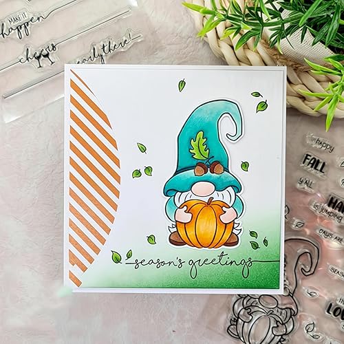 Miniatura 4 de Juego de sellos y troqueles transparentes de gnomo de otoño para hacer tarjetas, plantillas cortadas para álbumes de recortes, álbum de fotos, papel