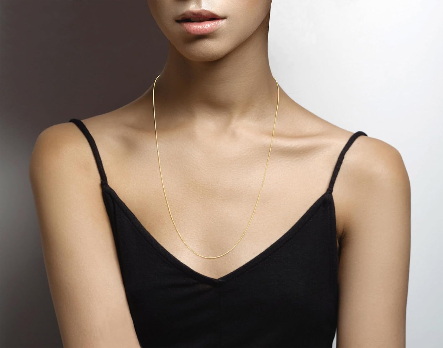 Miabella Italian 925 Sterling Silver or 18K Gold Plated 925 Sterling Silver Thin 0.8mm Box Chain Necklace for Women, Made in Italy