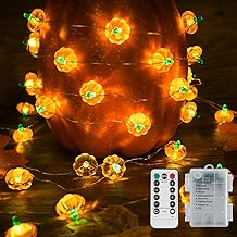 suddus 3D Pumpkin Lights,12.8ft 40 LED Fall Lights Battery Operated with Remote&amp; 8 Modes &amp; Timer, Waterproof Thanksgiving Decorations for Indoor Outdoor Home,Party,Harvest,Hallowee,Thanksgiving D&eacute;cor