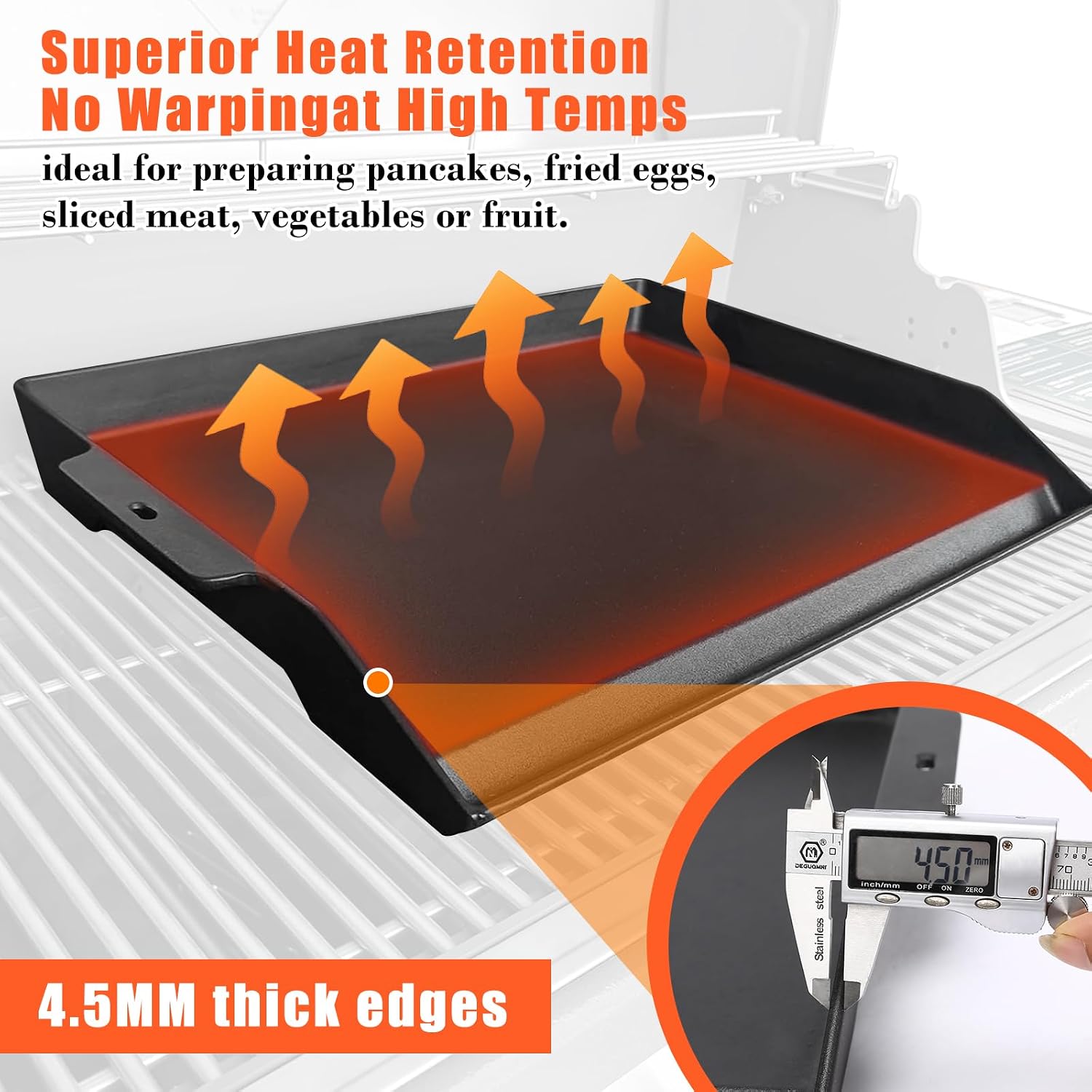 23" x 16" Cast Iron Griddle for Gas Grill and Stove Top, Universal Flat Top Plate with Extra High Sidewalls Nonstick Coating for Camping, Tailgating, Parties