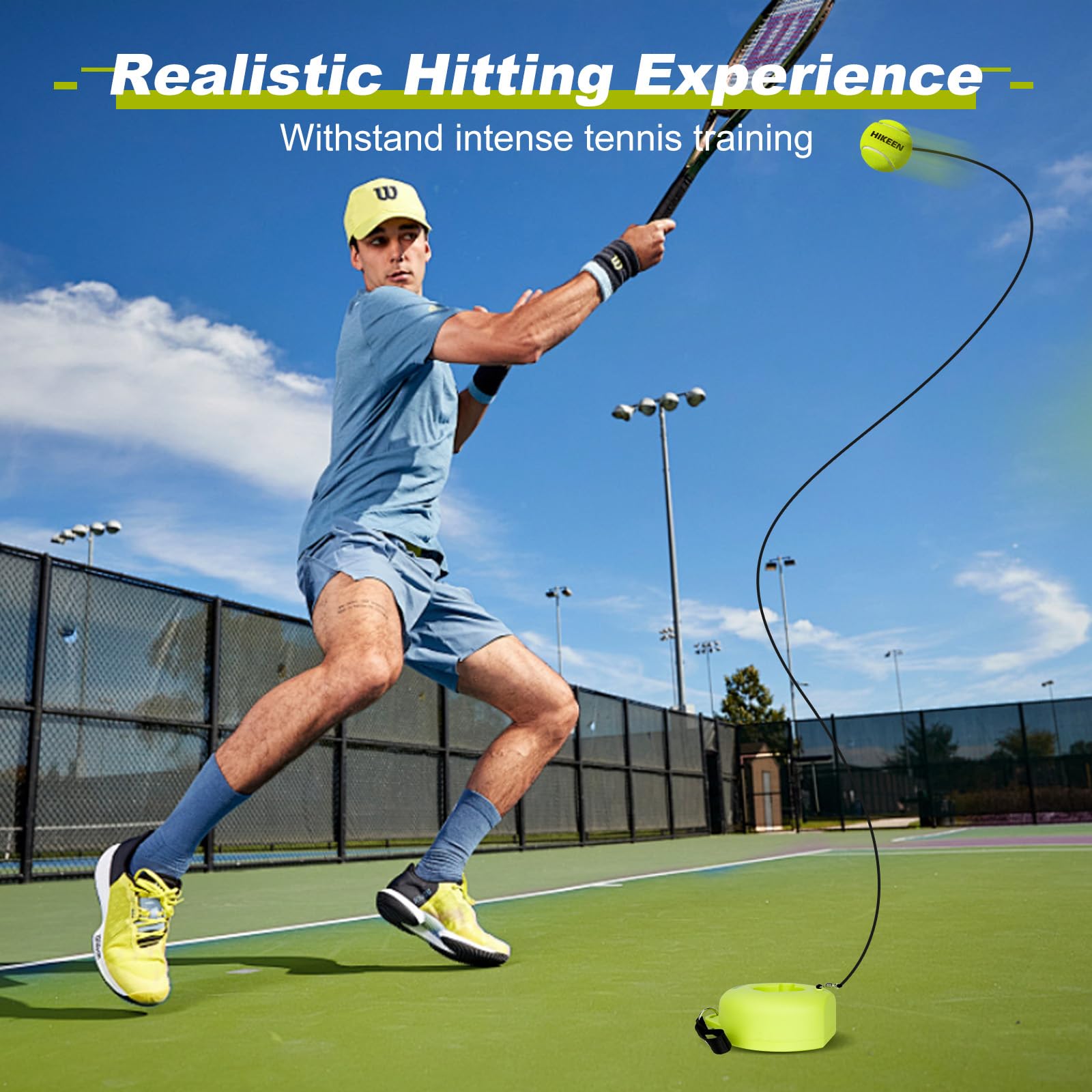 BOOSTEADY Entraîneur de Tennis avec 3 Balles de Tennis, Kit d'Entraînement de Tennis Portable avec Base en Métal, Équipement d'Entraînement de Tennis pour Adulte Adolescent Joueur Débutant