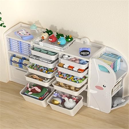 Amazon Co Jp 収納ラック おもちゃ収納 収納ボックス付き おもちゃ収納 子供おもちゃ収納棚 幼稚園 プラスチック 子供部屋 可愛いぞうさん クリスマスプレゼント誕生日 小学生 女の子 男の子 Medium ホーム キッチン