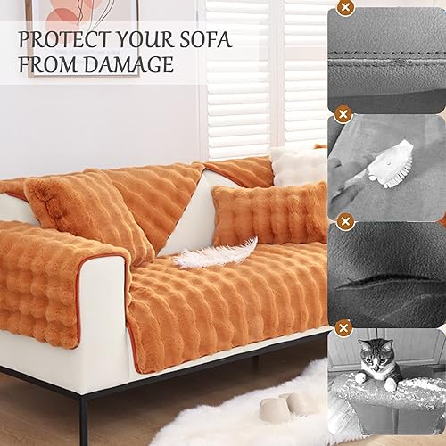 Miniatura 5 de AWAV Funda para sofá de esquina de 3214 plazas, cojín grueso de felpa de conejo, funda de sofá antideslizante, funda de sofá en forma de L,