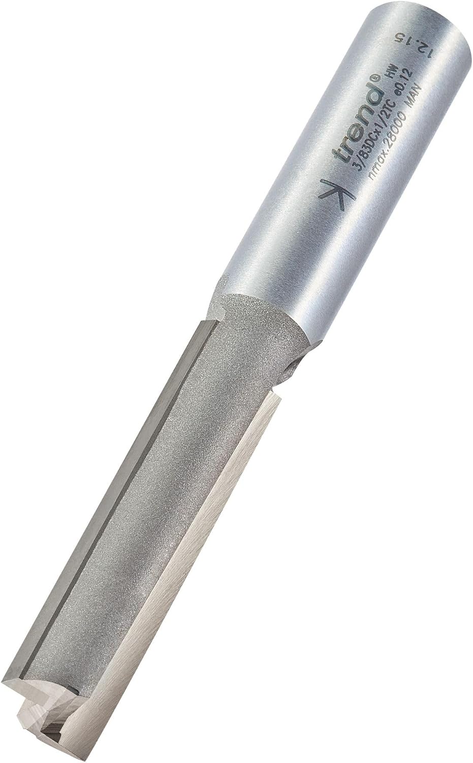 Trend Professional Clearance Ground Two Flute Router Cutter Bit, 1/2 Inch Shank, 1/2" Cut Diameter & 2" Cut Length, Tungsten Carbide Tipped, 3/83DCX1/2TC
