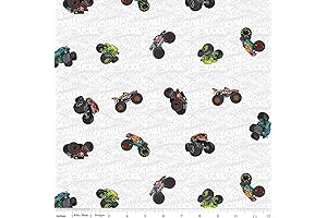 Hot Wheels Monster Trucks Toss Patterned Pure Cotton Fabric