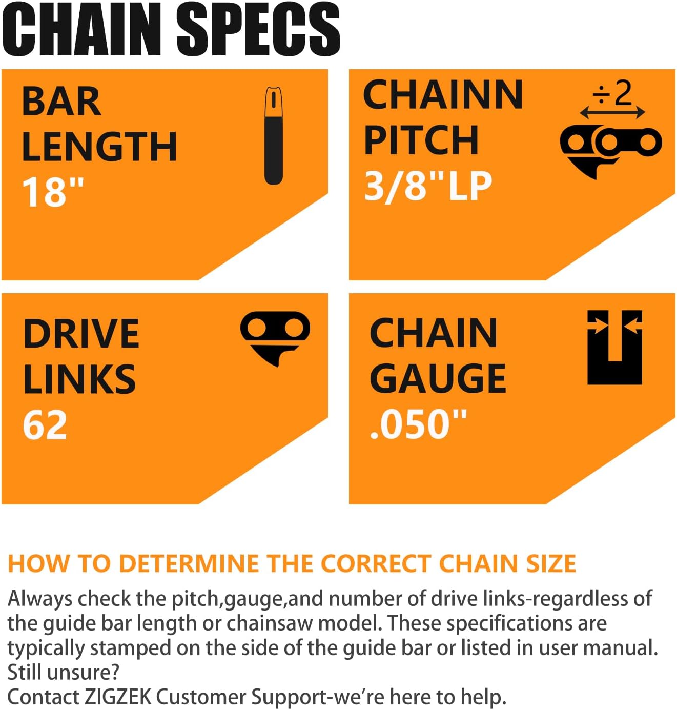 18" Chainsaw Chain for Atlas 56937 Chainsaw, Craftsman CMXGSAMCN4218, S185, ECHO CS310, Ego CS1800, CS1804, Greenworks GCS80420, Husqvarna 240, 120 Mark II S62 Chainsaw (3 Chains)