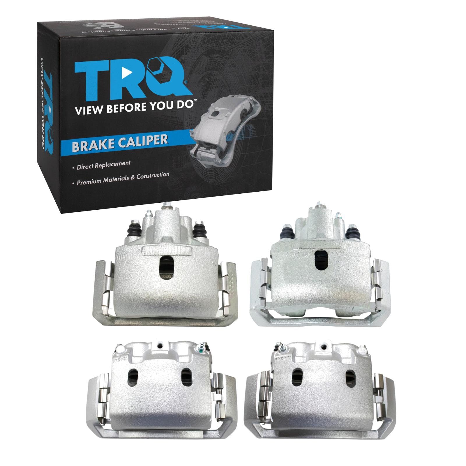 TRQ Front and Rear Brake Caliper Set Zinc Coated Brackets Hardware Compatible with 2003 Dodge Ram 3500 Van