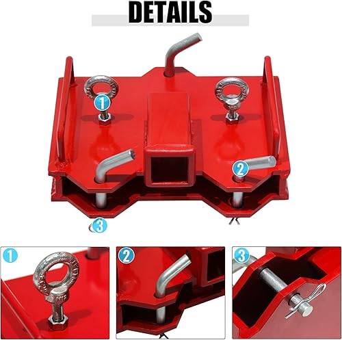 Miniatura 9 de Accesorio de enganche de remolque para montacargas, 1 adaptador de remolque de horquilla de paleta, apto para receptor de enganche de carretilla