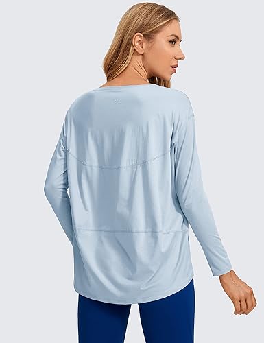 Miniatura 2 de CRZ YOGA - Camisetas deportivas de manga larga para mujer camisetas informales para otoño de corte holgado y de algodón Pima camisetas para yoga