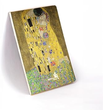 Retronote The Kiss, Gustav Klimt 1907-08, Vintage Defter VI,  izgisiz, 96 Sayfa,  plik Diki , Esnek Kapak, Yald zl  Oval Kenar, Tuval Doku, 90 gram, Fildi i Renk, 14,8x21x1cm