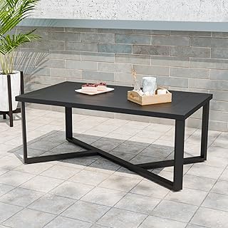 EAGLE PEAK Urban Slate Modern Outdoor Coffee Table, Weather-Resistant Steel Accent Patio Table for Backyard, Garden, Deck, Porch, or Balcony, Black