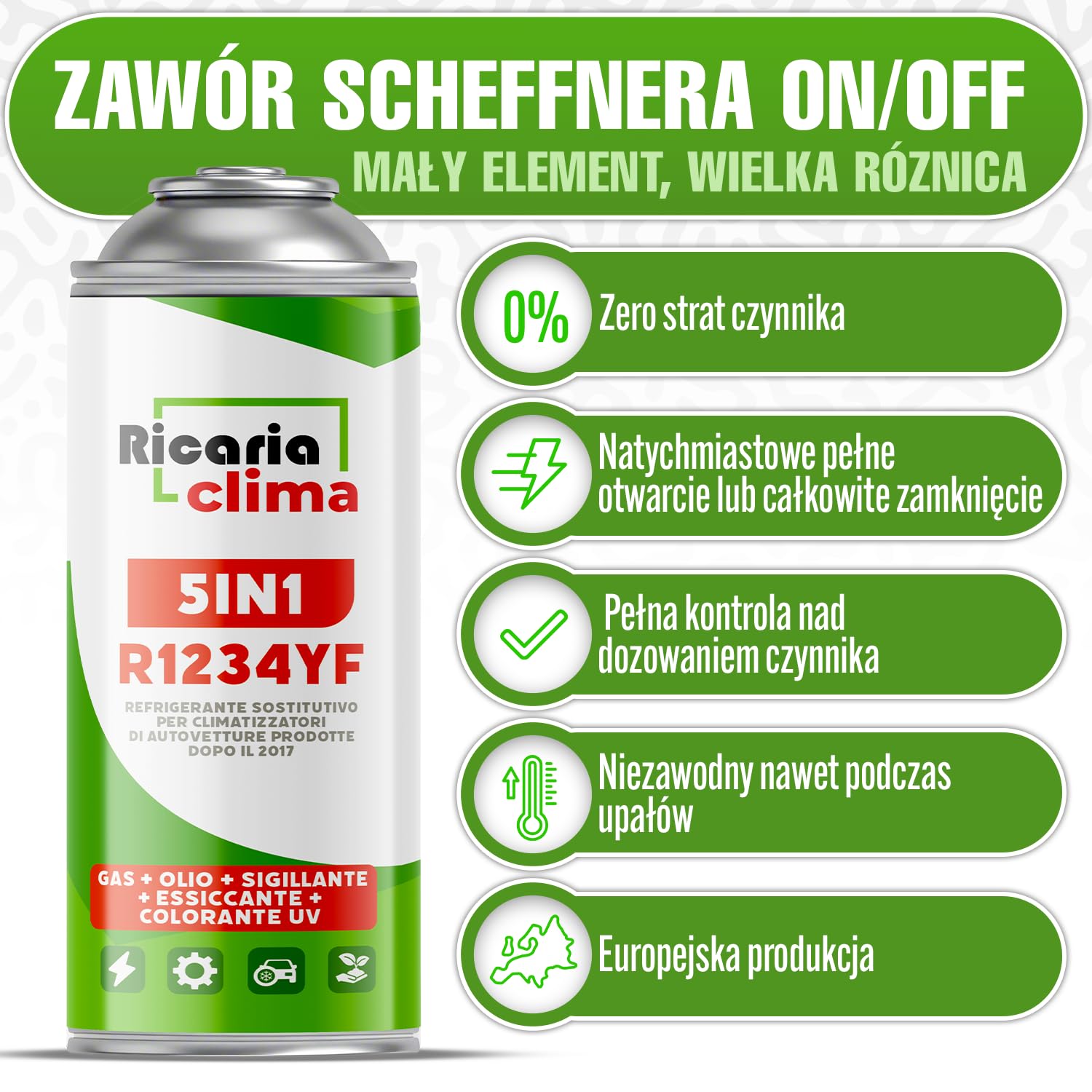 5in1 R1234yf x3 – Czynnik Chłodniczy do Samochodowej Klimatyzacji + Wąż i Adapter YF - Szybka Aplikacja - Chroni Kompresor - 235g Każda Puszka