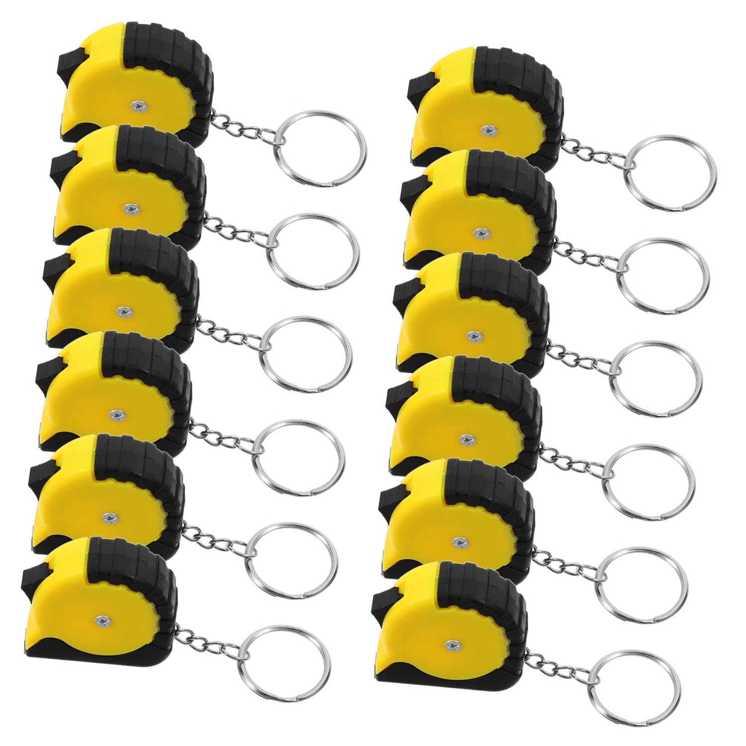 60pcs Retractable Mini Tape Measure Keychain Pocket Tape Measure Yellow Compact Design for Easy Carrying for Crafts and Measuring Projects