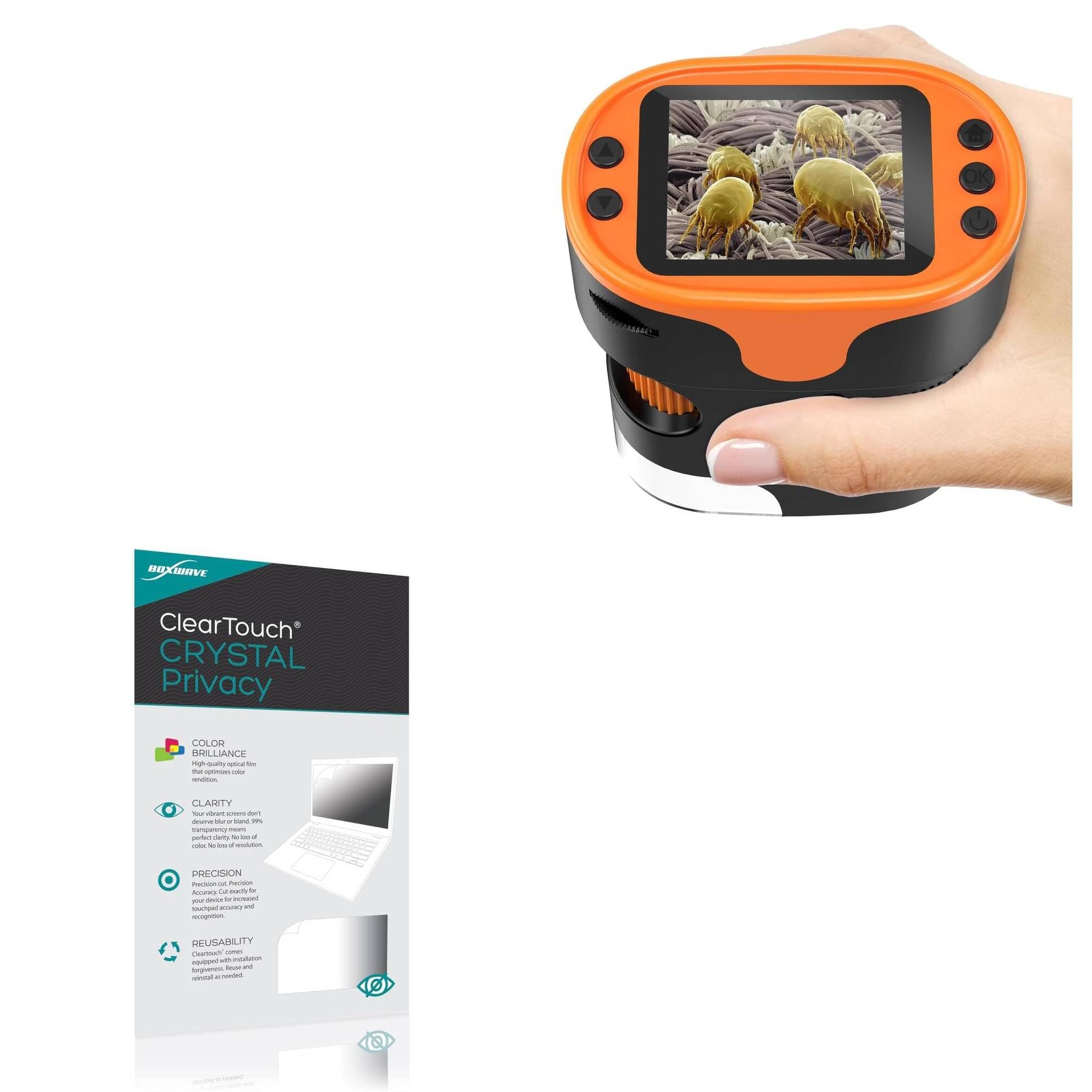 BoxWave Screen Protector Compatible with BeBang PM1000 Handheld Microscope - ClearTouch Crystal Privacy (2-Pack), Privacy Screen Protector Flexible Film Clear