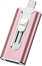 Pen Drive de 128 GB para iPhone, pen drives, pen drive USB de alta velocidade para fotos e vídeos, armazenamento externo para iPhone/iPad/Android/laptop
