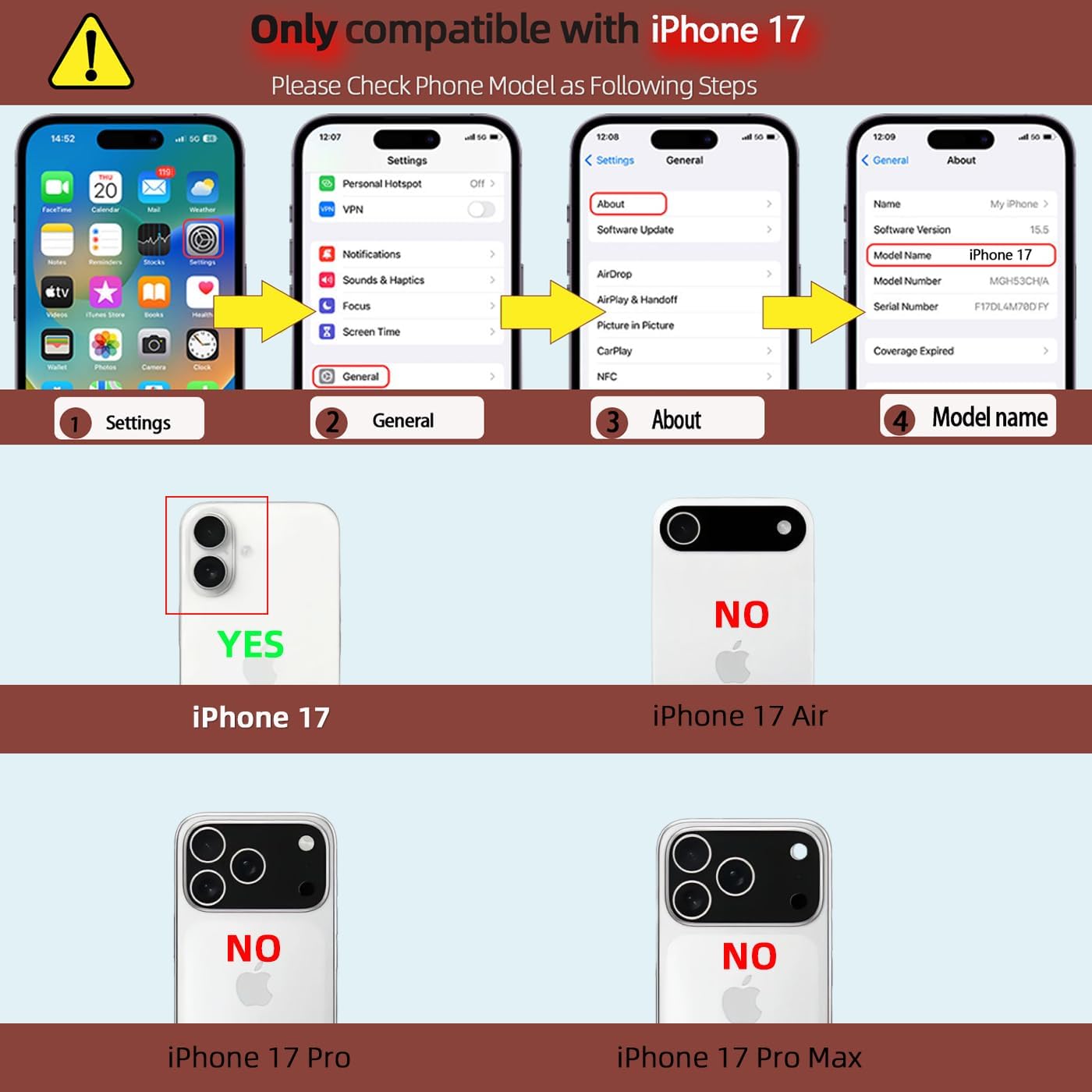 for iPhone 17 Wallet Case, Genuine Leather Flip Folio Cover with RFID Blocking Card Holder & Kickstand, [Shockproof TPU Inner Shell] for iPhone 17, Brown - Image 2