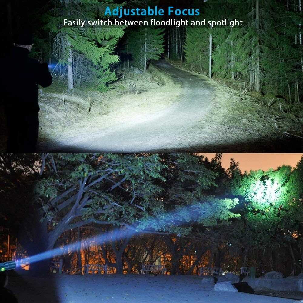UV Flashlight Black Light, 2-Pack USB Rechargeable Blacklight Flashlight with Magnetic - Side Work Light, 7 Modes, Zoomable, Waterproof – LED Torch for Mechanics Pet Urine Stains Detector,Blue