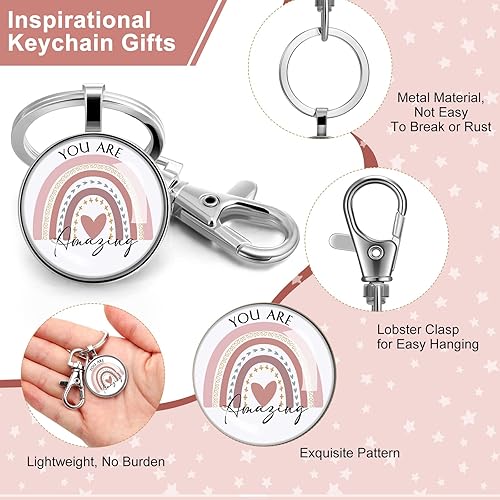 Miniatura 3 de Sieral 20 bolsas de cosméticos de arco iris, llaveros de arcoíris, citas inspiradoras, bolsas de cosméticos de lona, a granel You Are Amazing Loved