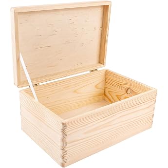 creative deco wooden box with lid 30 x 20 x 14 cm + / - 1 cm baby keepsake box large wooden box with lid unpainted box for documents toys tools untreated