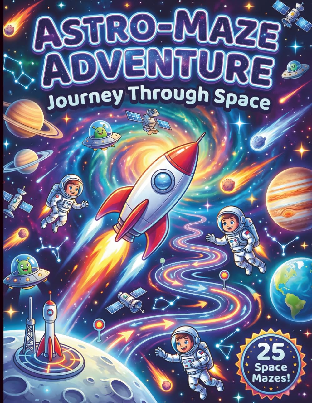 Astro Maze Adventure Journey Through Space: 25 Cosmic Mazes for Kids Ages 5 10, Fun Space Puzzles with Rockets, Astronauts, Planets, Comets, Skill Boosting STEM Mazes for Young Explorers