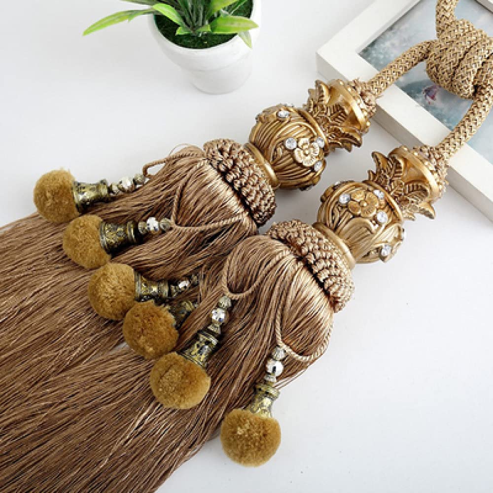 Youther Rideau Corde Européenne Double Boule Rideau Boucle Sangle Suspendue Boule Crochet Glands Embrasse Dos Rideau Accessoires Décoration de La Maison, 10