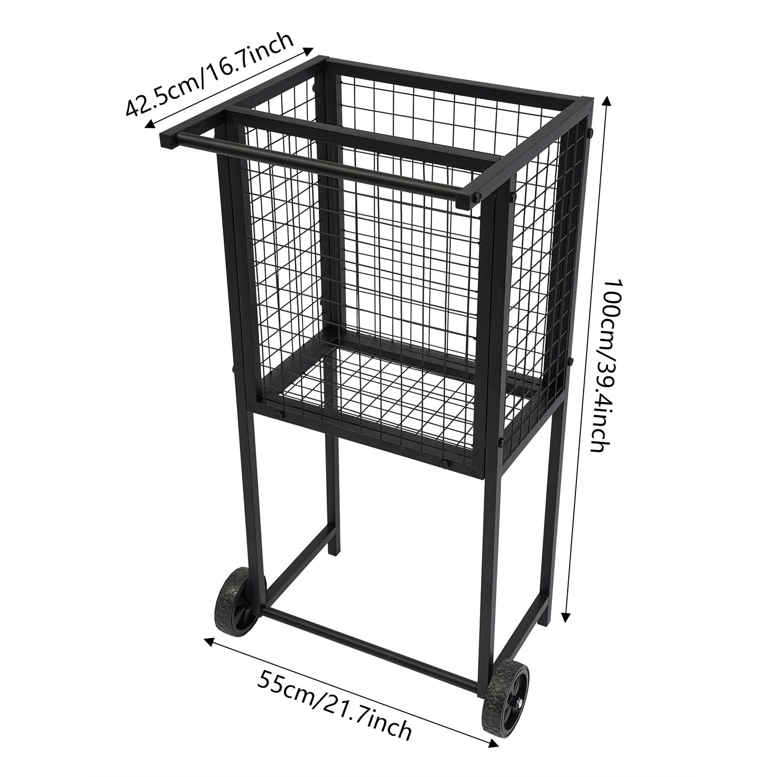 Lemoeyes Tennis Ball Cart for 350 Balls, Trolley Cart with Wheels Movable Training Tennis Cart Basket for Storage Sport Equipments DIY Tools Toys
