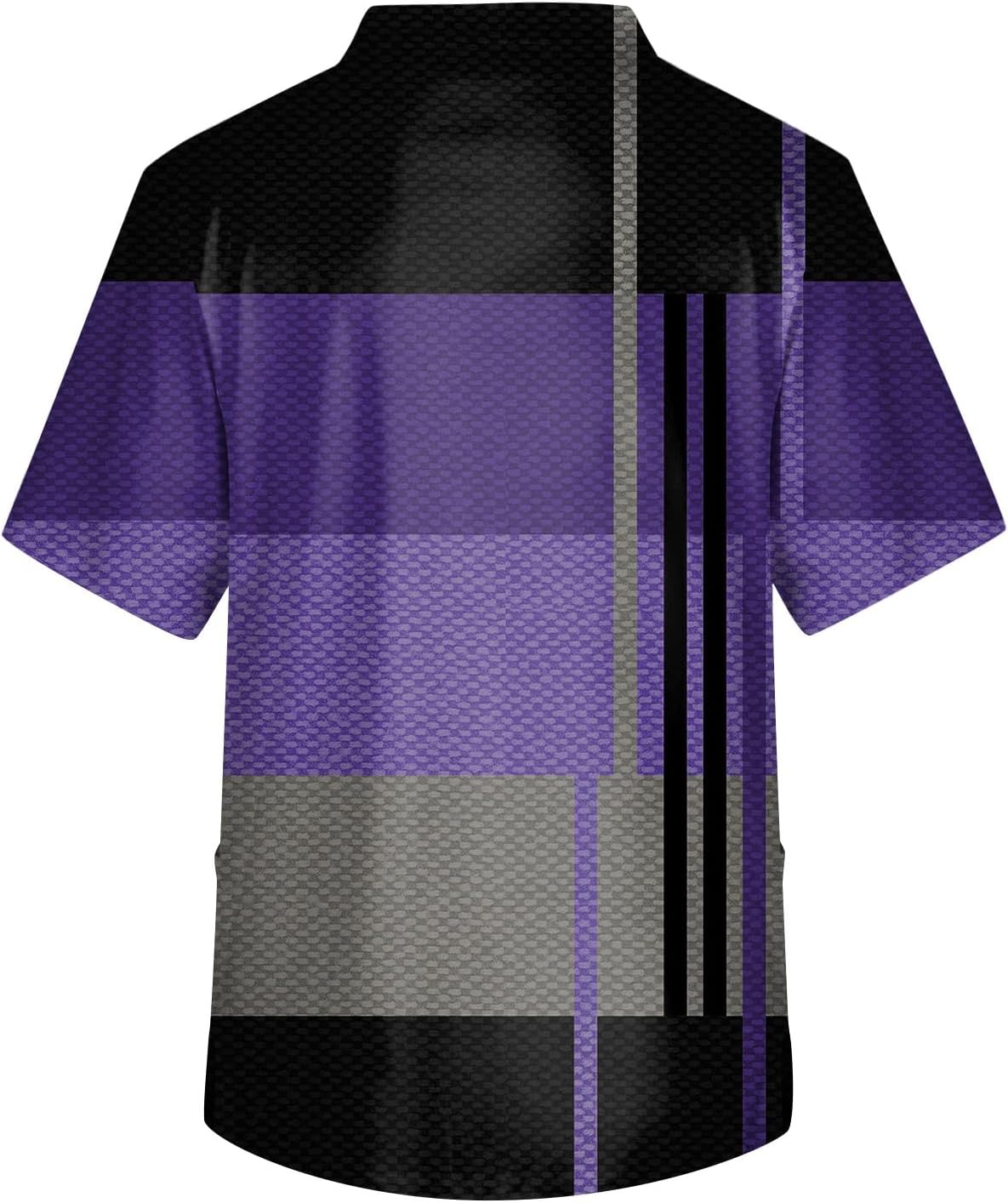 Mens Scrub Shirts V Neck Striped Plaid Printed Casual Shirt Pockets Short Sleeve Comfy Summer Tops for Men