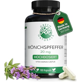 Green Naturals - Monk s Pepper - Vitex Agnus-Castus - 180 Capsules x 10 mg from Germany - 100% Vegan and No Additives - Enough for d.