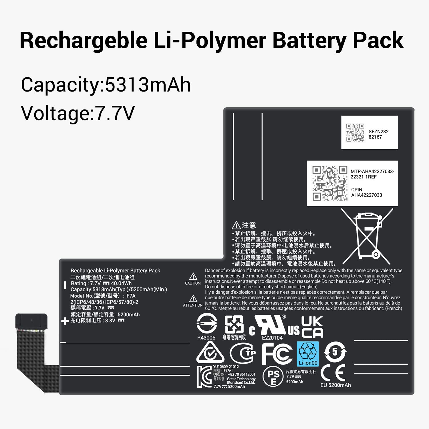 Batteria di ricambio compatibile con Steam Deck, sostituzione batteria 5313mAh, accessori per Steam Deck