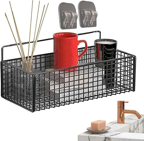 Miniatura 6 de Estante adhesivo  Organizador de pared de baño  Estante de almacenamiento de ducha sin taladro  Cesta montada en la pared para artículos de tocador