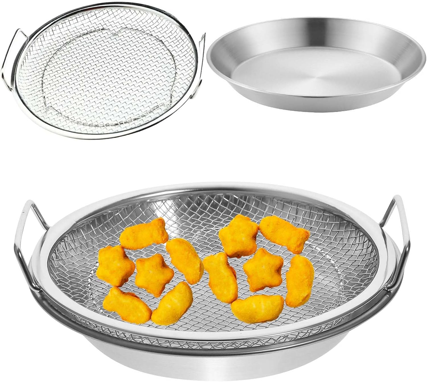 Stainless Steel Oil Filter Tray with Mesh Basket and Colander for Cooking