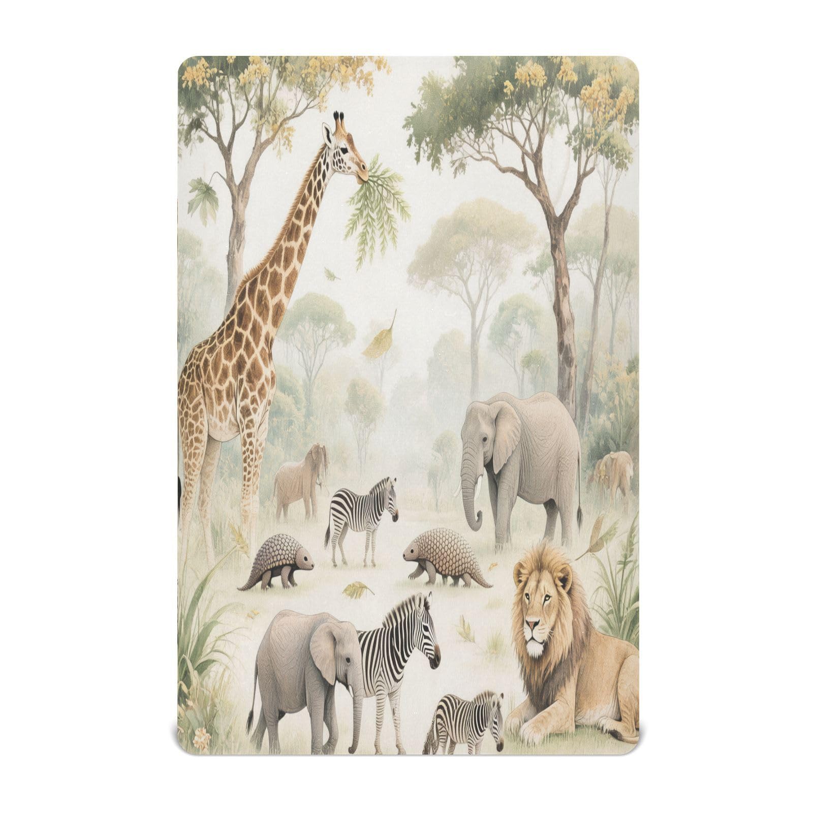 Ttgoth Safari Animals Fitted Cot Bed Sheet 140x70cm Jersey Knit Baby Sheet Soft Breathable Stretchy for Standard Cot Bed Mattress, Unisex Boys Girls