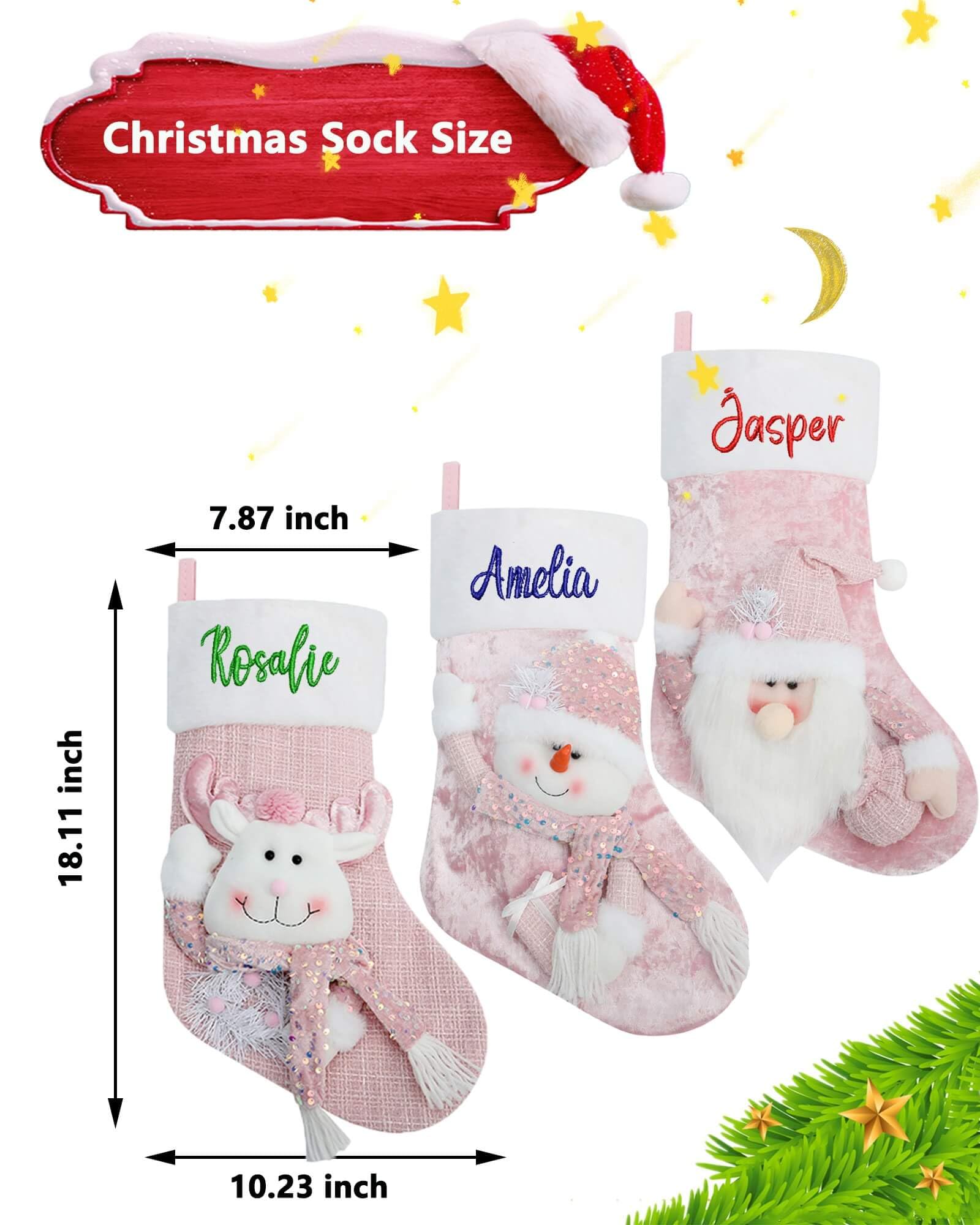 Calze di Natale personalizzate con nome ricamato, 45,7 cm, grandi, lavorate a maglia, per bambini e famiglia, per feste in famiglia (una per ogni stile)