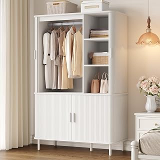 White 71-inch armoire wardrobe with sliding doors