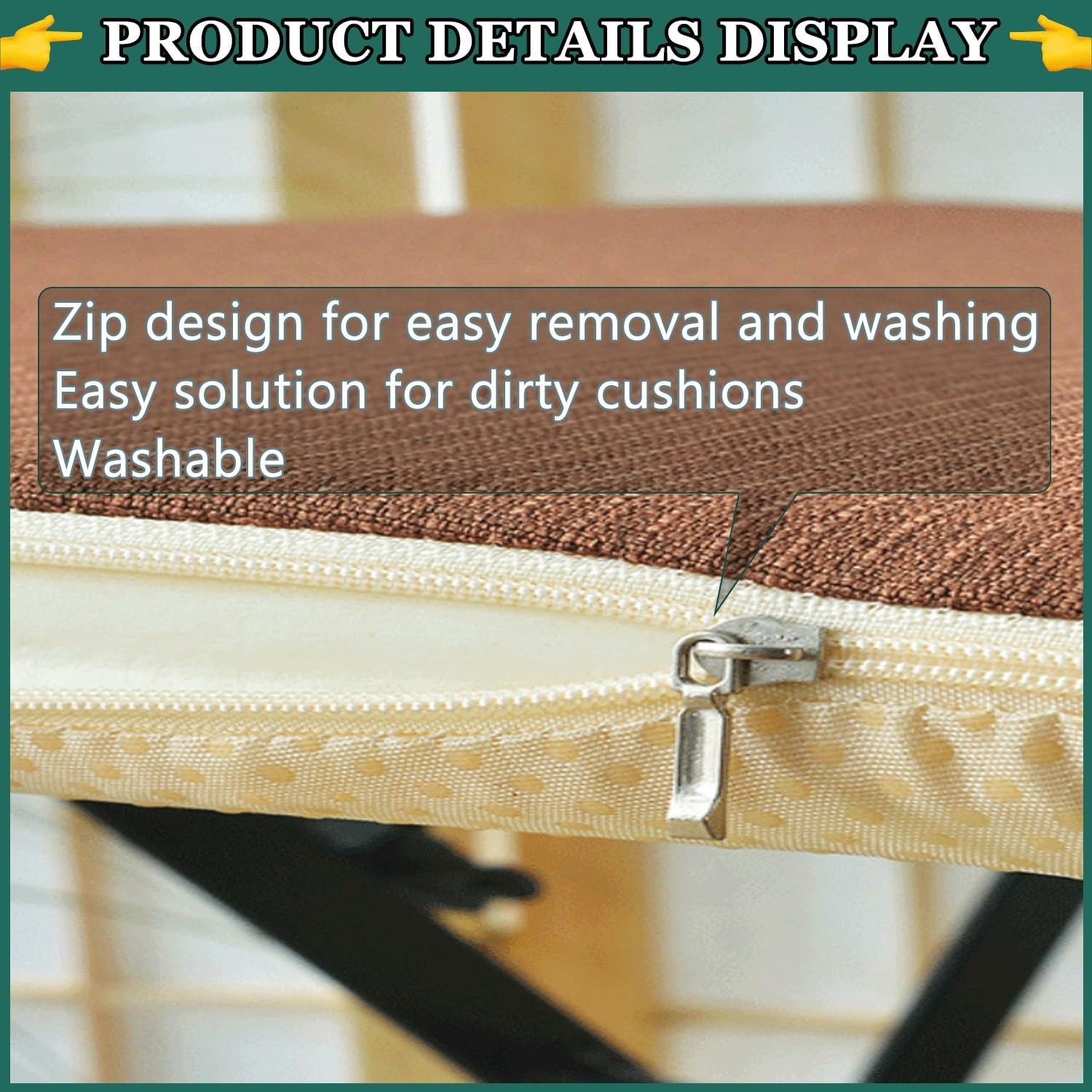 Booster Cushion for Dining Chair Straps 45x45cm(18x18in) Anti-Slip Bottom Memory Foam Seat Cushion,It has Good Elasticity and Breathability, and The Zipper Design Makes it Easy to Clean for
