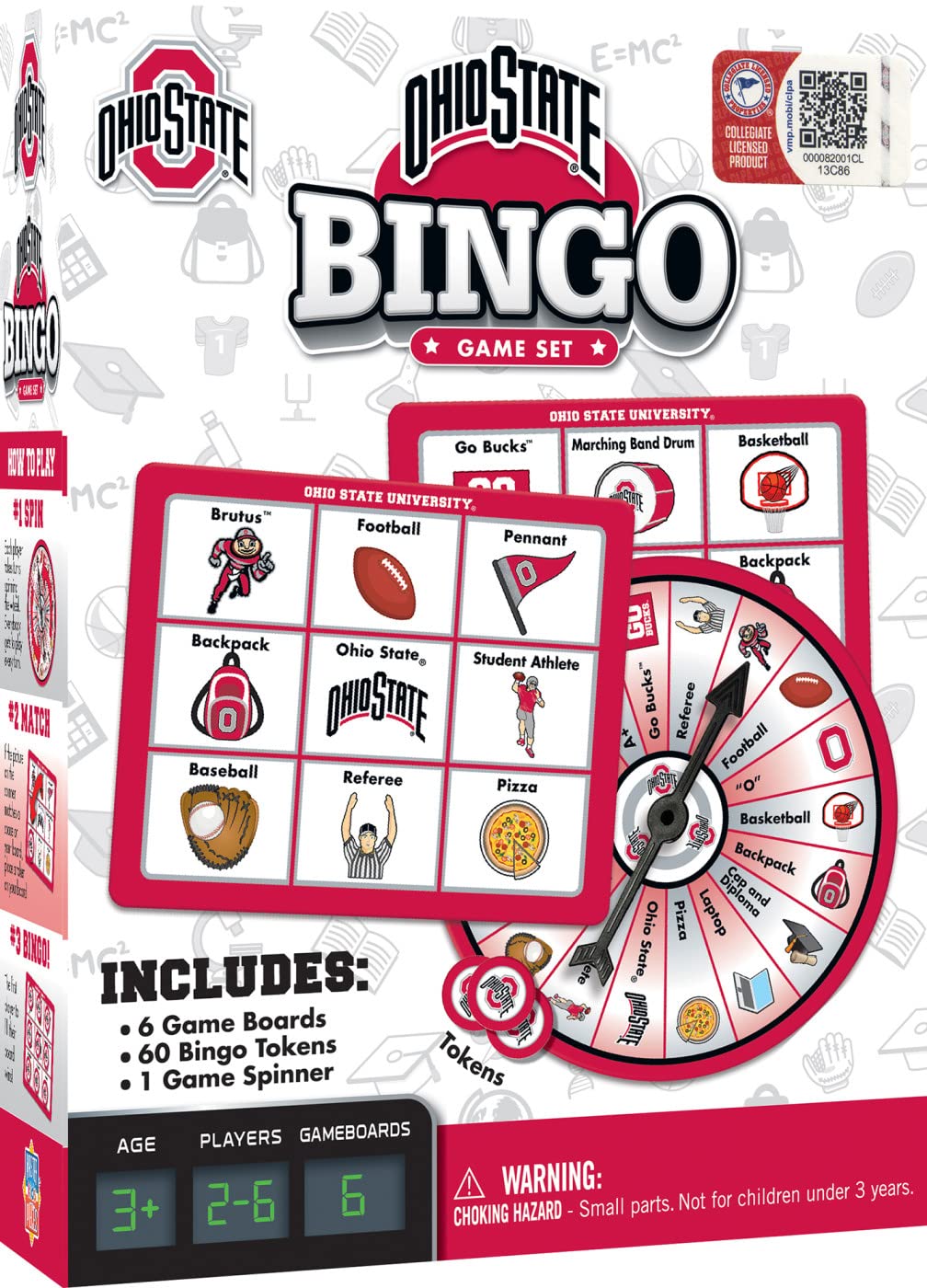 Masterpieces Gry dla dzieci - NCAA Ohio State Bingo - zabawna rozrywka rodzinna dla dzieci i dorosłych - edukacyjna, angażująca i idealna na wieczór gier, zajęcia w klasie i interaktywne zabawy