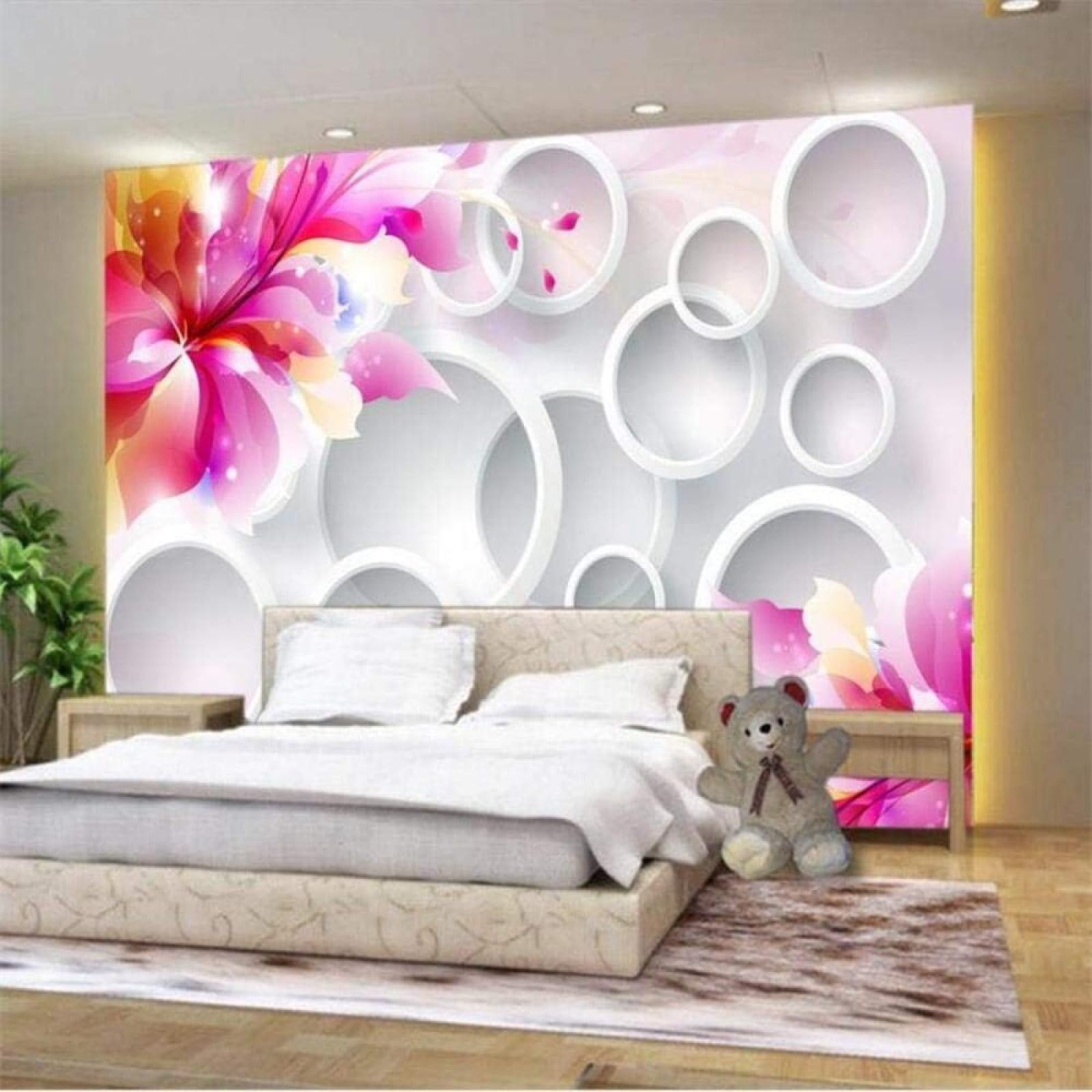 Papel pintado 3D blanco para ampliar estancias pequeñas XLMING 430x300cm