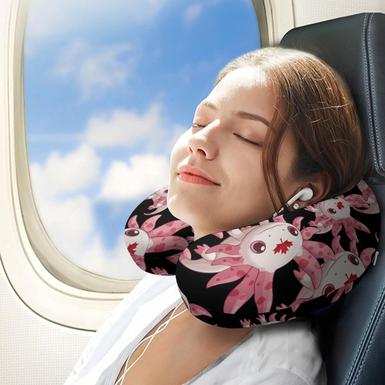 Canadian Axolotl Lover Flag Travel Pillow U Shape Neck Pillow Washable Pillowcase for Sleeping Chair