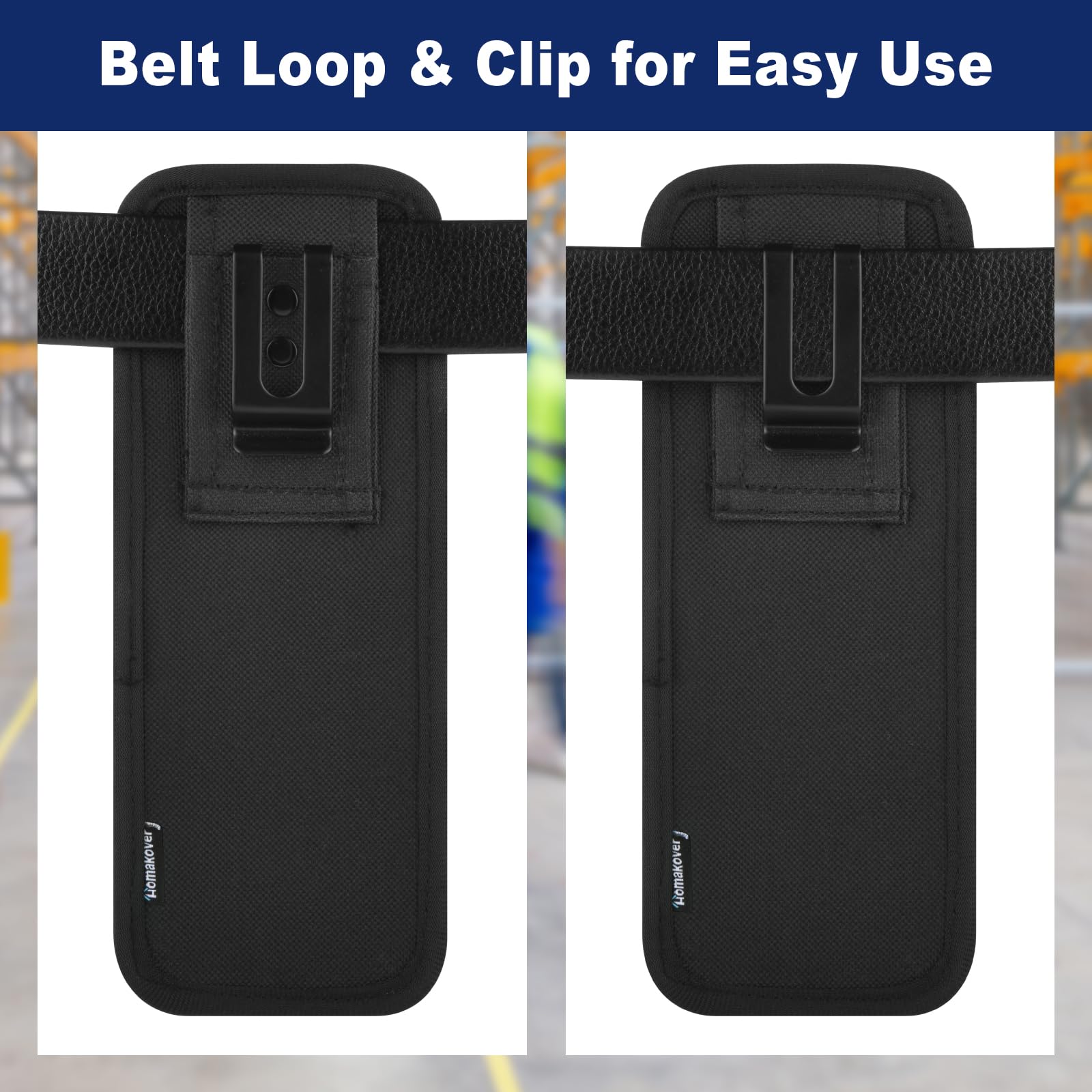 Barcode Scanner Holster, Universal Scanner Holster Pouch for Gun Grip Mobile Computers, Handheld Bar Code Scanners, Belt Loop & Clip Attachment Fits for Zebra Scanner MC3300/3200/3100/3000 (Black) — view 3