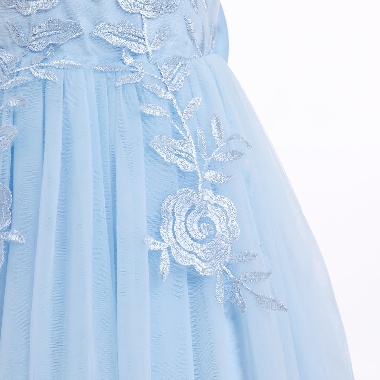 Odizli Abito da ragazza floreale per bambini, senza maniche, scollo a V, principessa floreale, abito in tulle