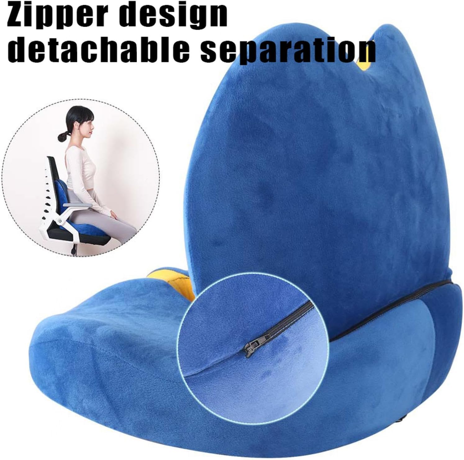 Almohada ergonómica de espuma viscoelástica, cremallera desmontable, transpirable, diseño antiestrés para oficina, coche y viajes, gran soporte de cadera y cintura