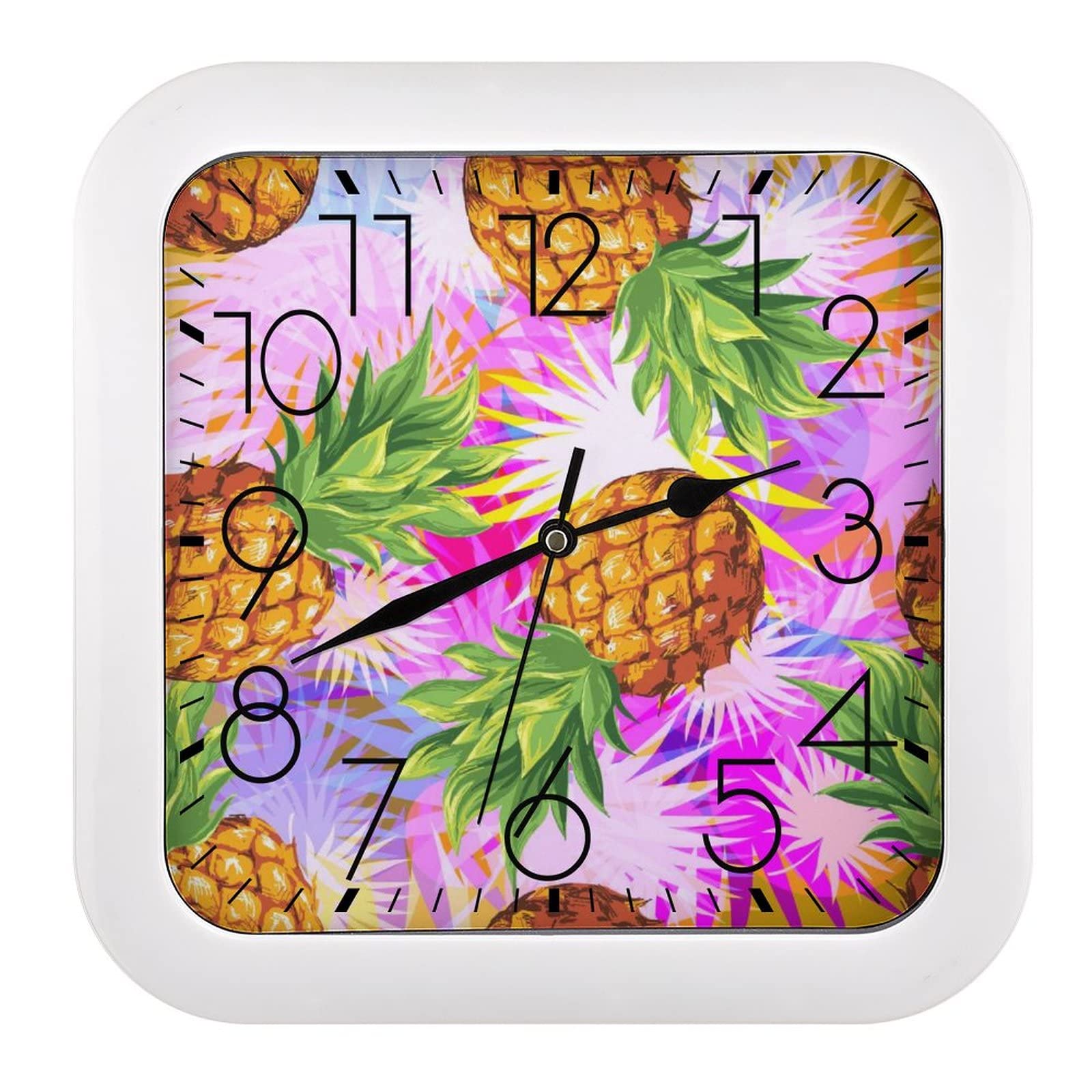 Horloge Murale Carrée Ananas pour Illuminer Votre Salon et Votre Cuisine