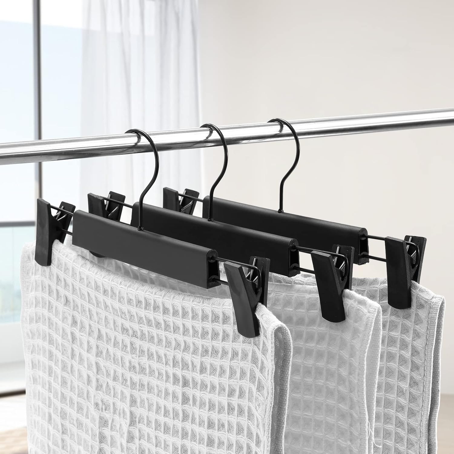Pants Hanrs with Adjustable Non-Slip Clips Anti-Rust Hanging Hook for