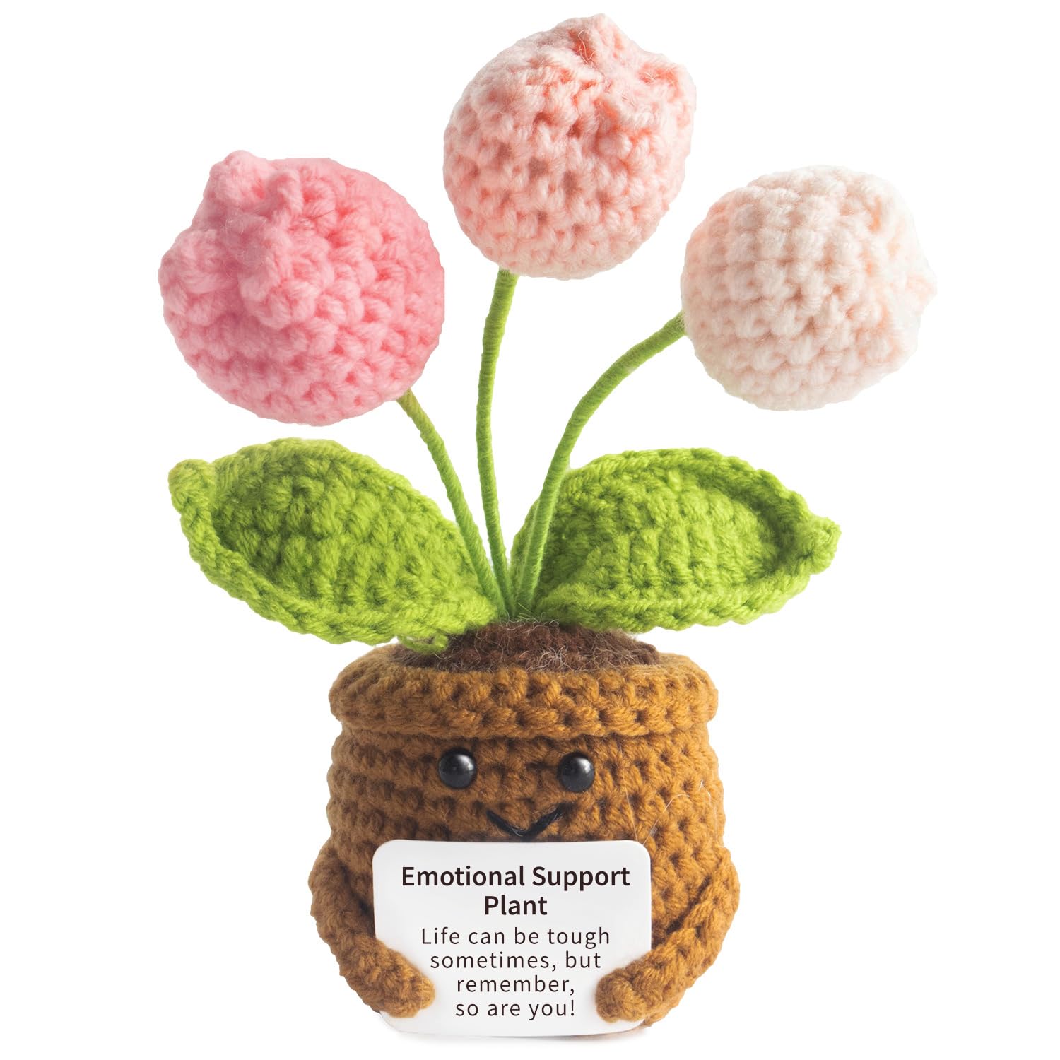 Office Desk Motivational Showpiece Tulip Flower Crochet - Inspirational Gift for Women - Knitted Decor - main product image