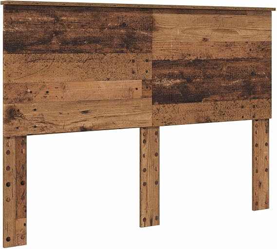 Queen Bed Frame with Headboard Rustic Old Wood Solid Pine & Engineered Wood 153 x 210 x 100 cm Robust Platform Base for Bedroom, Urban Loft, Guest Rooms