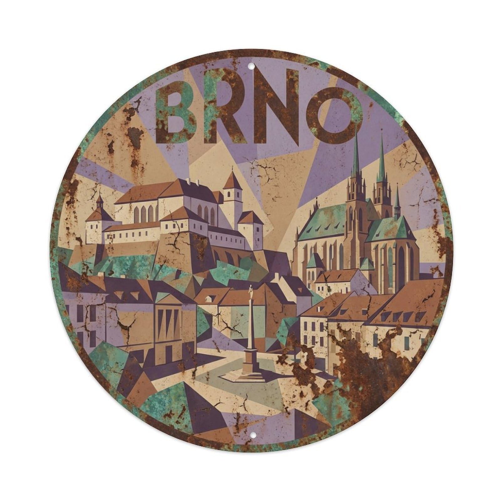 Retro Travel Czech Brno Metal Tin Sign