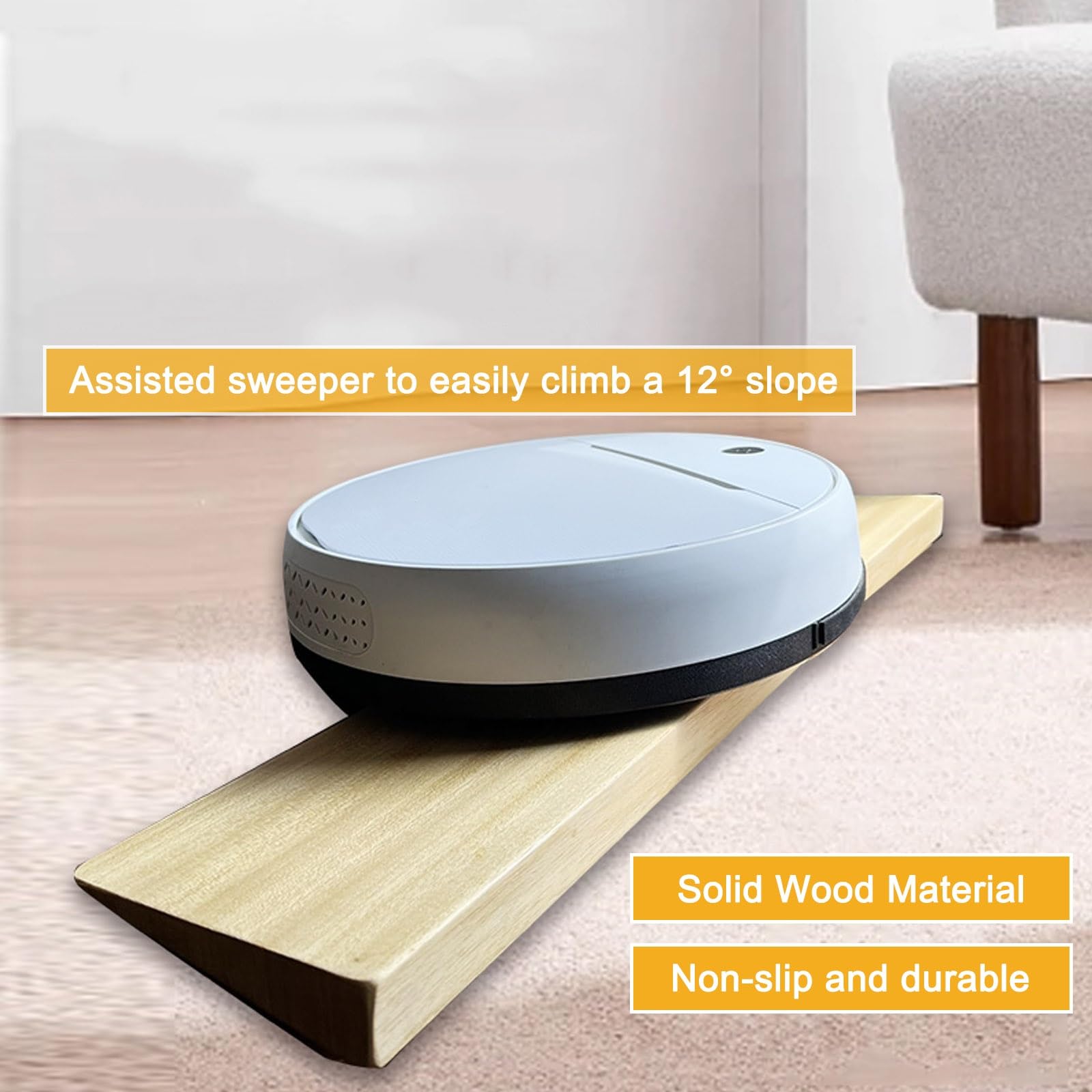Rampa Silla de Ruedas de Madera Maciza, para Sillas de Ruedas de Interior, Transiciones, Puertas, Baños, Rampa Escalon(60x18x3.5cm)